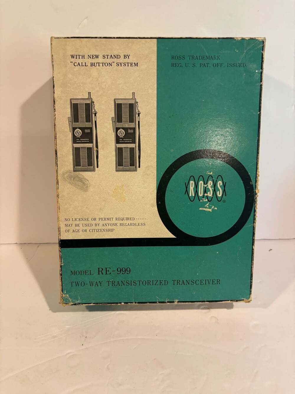 ROSS 3 XCHANNEL WALKIE TALKIE, TWO-WAY TRANSISTORIZED TRANSCEIVER RE-999N